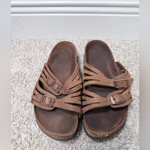 Birkenstocks Brown Strappy Sandals with Buckles